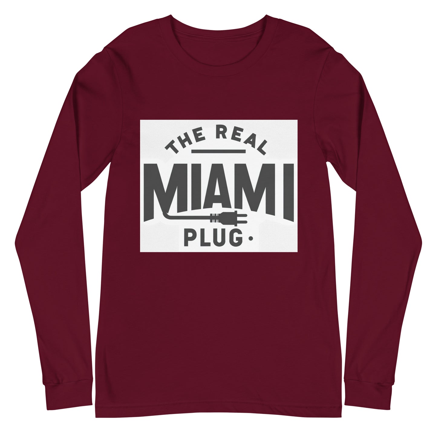 THE REAL MIAMI PLUG - Unisex Long Sleeve Tee bw