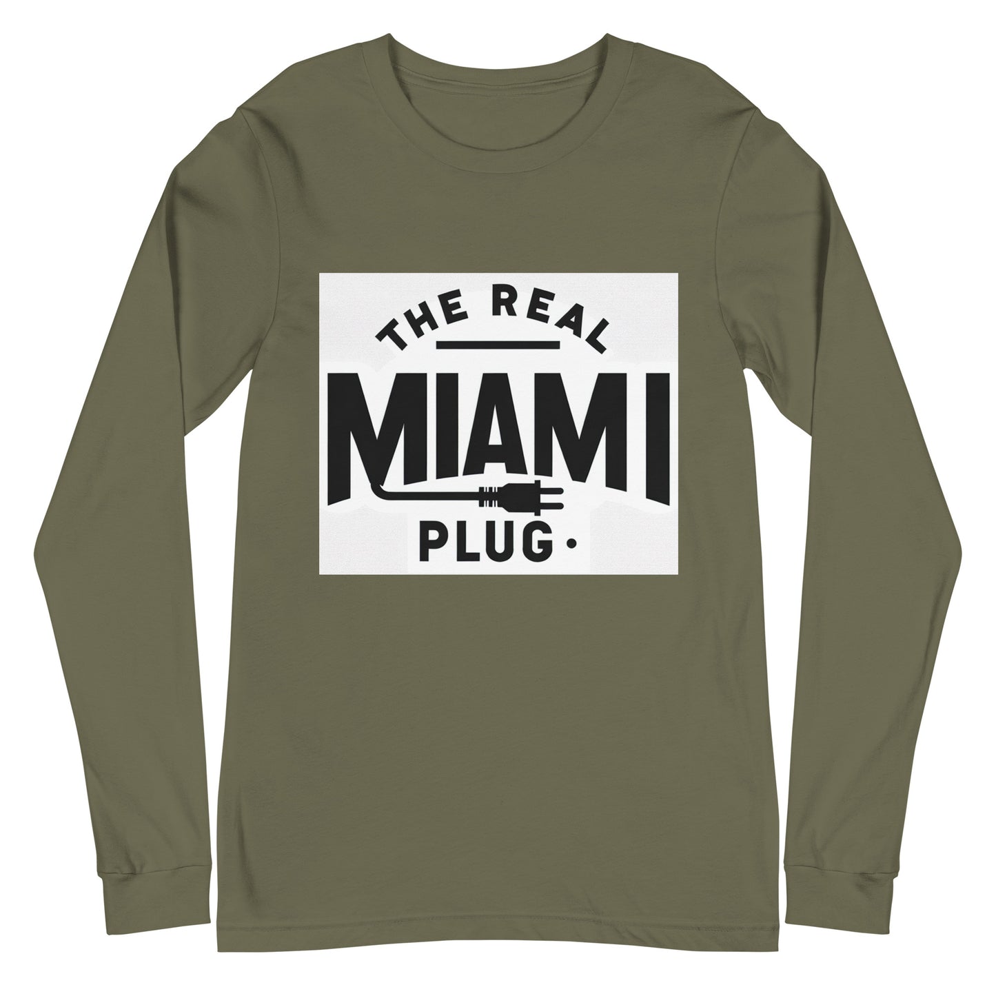 THE REAL MIAMI PLUG - Unisex Long Sleeve Tee bw