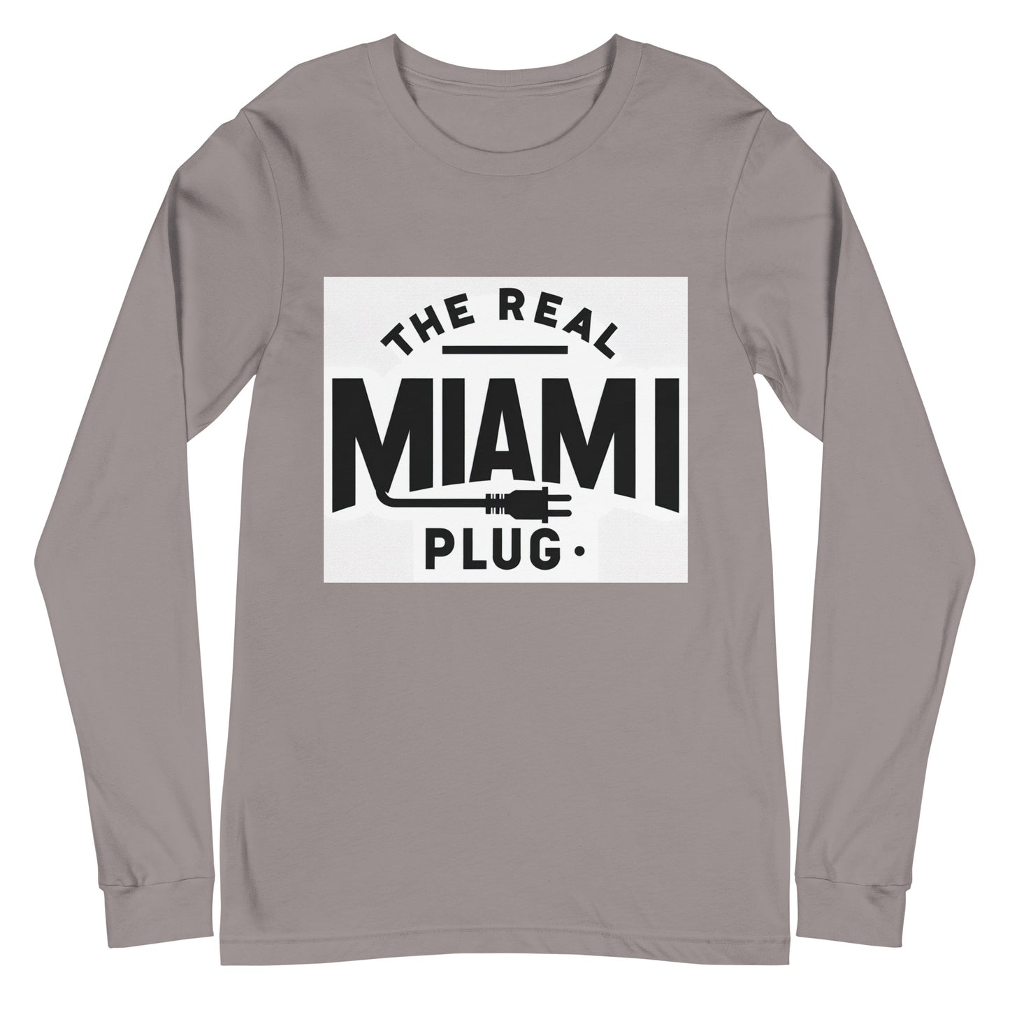 THE REAL MIAMI PLUG - Unisex Long Sleeve Tee bw