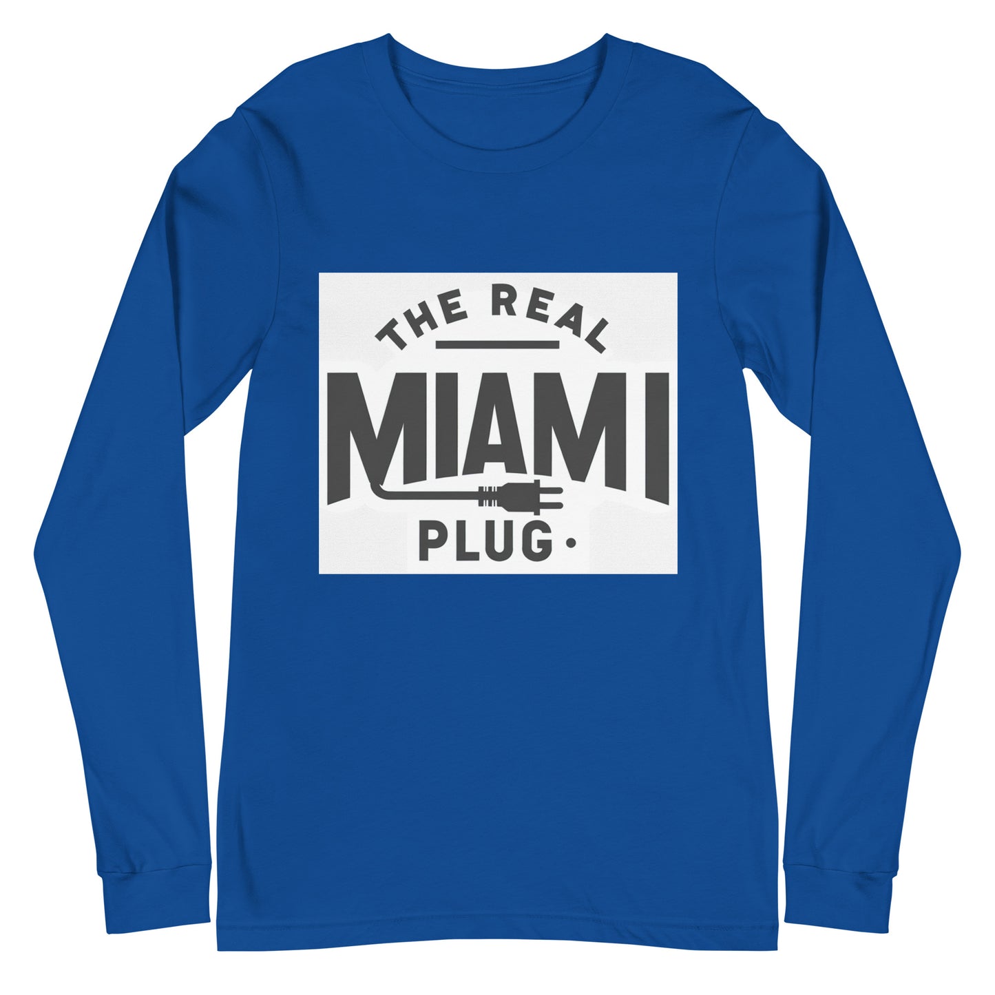 THE REAL MIAMI PLUG - Unisex Long Sleeve Tee bw